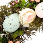 com-four® Guirlande de pâques avec Fleurs et Oeufs Couronne de Table décorative Guirlande de Porte avec Crochet