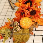 Couronne d'automne pour la Porte d'entrée Couronne d'automne Artificielle Halloween Thanksgiving Porte de Thanksgiving Couronne de décoration avec Sunflowers Citrouilles Récolte
