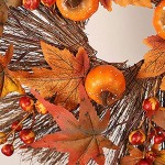 Couronne d'automne pour Porte d'entrée Thanksgiving Maple Feuille Couronne Rattan Automne Simulation de la Citrouille Pumpkin Decoration Suspendue Décoration