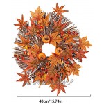 Couronne d'automne pour Porte d'entrée Thanksgiving Maple Feuille Couronne Rattan Automne Simulation de la Citrouille Pumpkin Decoration Suspendue Décoration