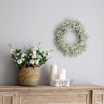 Couronne de gypsophiles artificielles blanches Guirlande de fleurs de gypsophiles Décoration de printemps de mariage de maison à suspendre au mur 40 cm