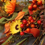 Couronne de porte d'entrée d'automne couronne de fleurs artificielles de 25 pouces avec marguerites colorées et feuillage d'automne Couronne d'orange d'automne pour fenêtre murale de porte d'entrée