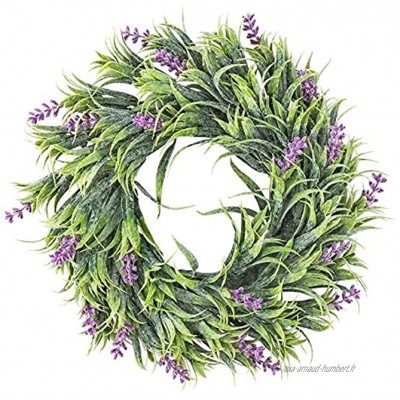 Couronne décorative design 12 diamètre intérieur : 9,5 cm extérieur : Ø 25 cm avec fleurs violettes.