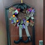 Décorations d'Halloween Halloween Porte d'entrée Witch Couronne de couronne Couronne de ferme Décoration de Noël Vintage Couronne suspendue pendentif décor à la maison avec chapeau jambe et citrouille