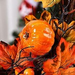 FLOWRY Couronne d'automne artificielle Couronne de Thanksgiving Feuilles d'érable Couronne de citrouille Décoration d'Halloween Guirlande décorative