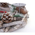 Mendler Couronne de l'Avent ronde décoration de Noël couronne de table en bois Ø 35 cm blanc gris avec bougies rouge