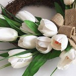 SMLJFO Couronne de tulipes artificielles couronne de porte de 39,9 cm couronne de tulipes blanches couronne de printempsété,guirlande de tulipes pour la maison un mariage un festival décoration