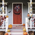 ZCFGUOI Couronne de tête de mort pour décoration de porte d'Halloween accessoire dans une atmosphère d'horreur sur la couronne de la porte d'Halloween pour suspendre une atmosphère d'horreur